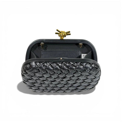 Bottega Veneta Intrecciato Knot Clutch – black