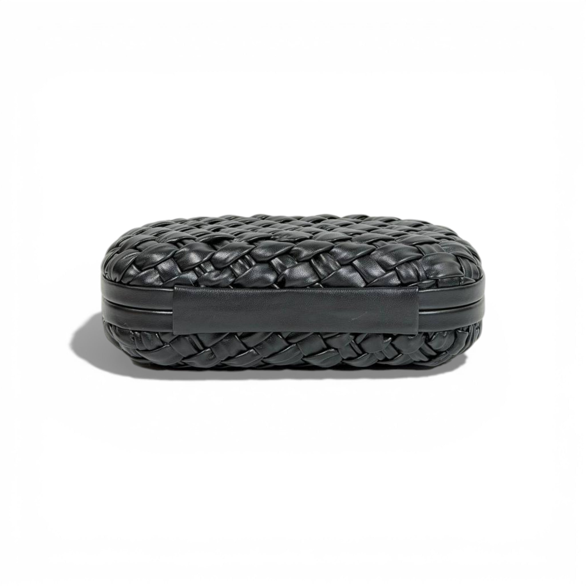 Bottega Veneta Intrecciato Knot Clutch – black