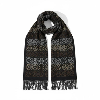 Loewe Anagram Wool & Cashmere Scarf Black & Gold