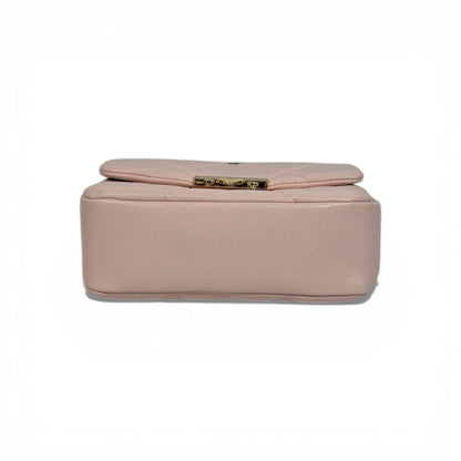 Charles & Keith Quilted Mini Top Handle Bag Pink Gold Hardware