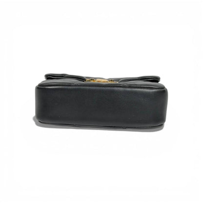 Charles & Keith Quilted Mini Top Handle Bag Black Gold Hardware
