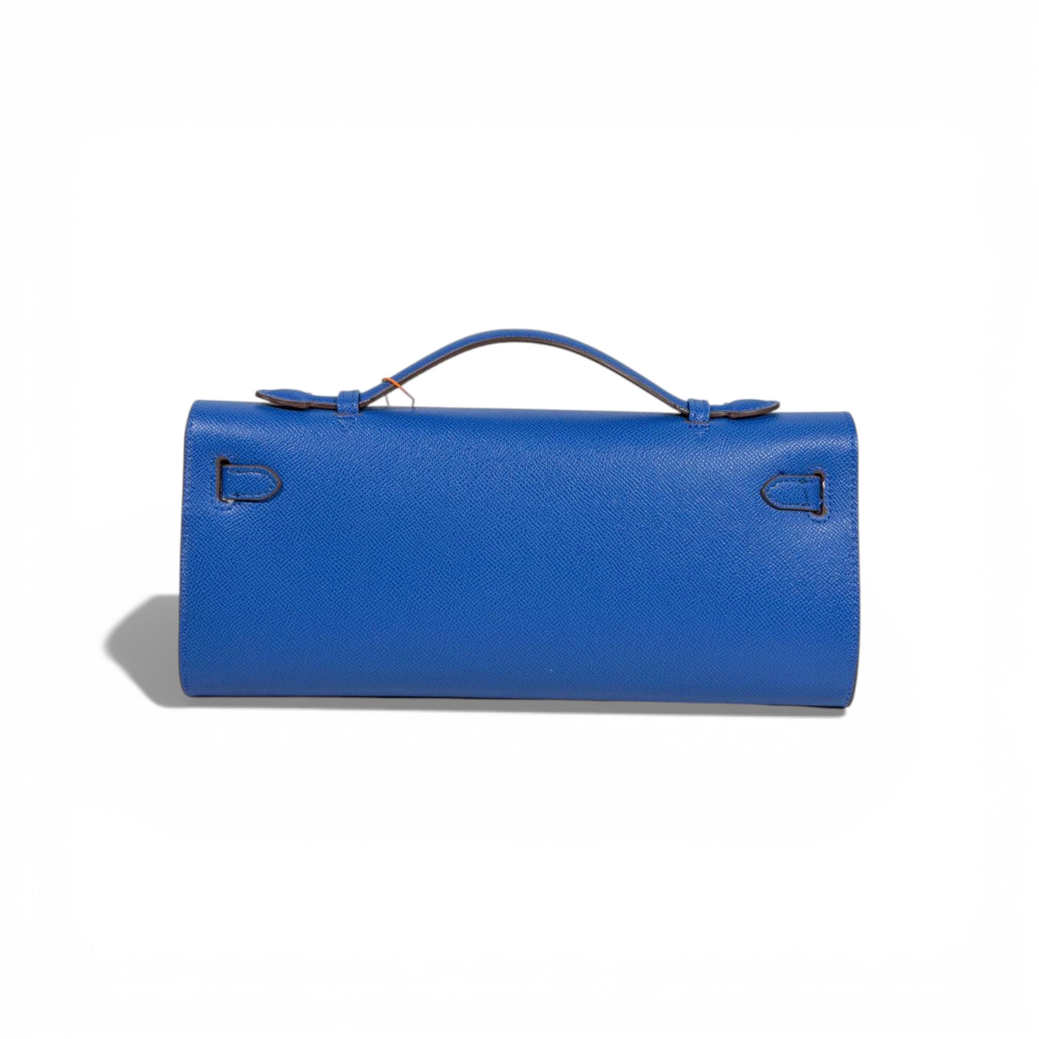Hermès Blue Kelly Style Top Handle Clutch Gold Hardware