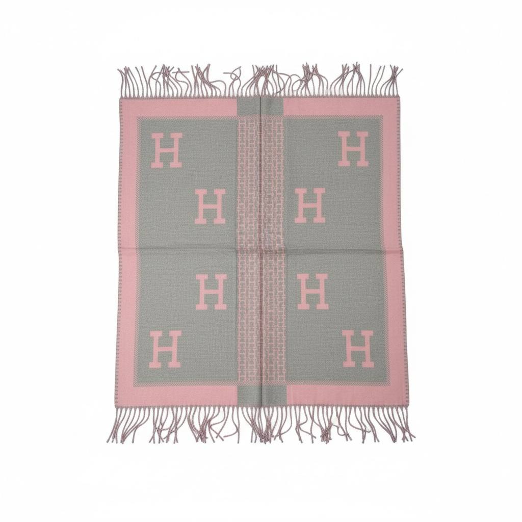 Hermès Reversible Cashmere Blend Scarf Grey and Mauve