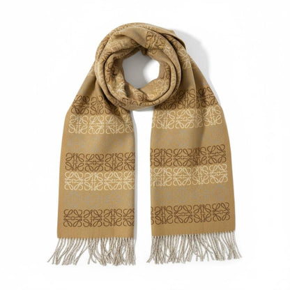 Loewe Cashmere Blend Scarf Camel Monogram