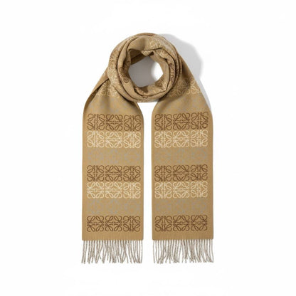 Loewe Cashmere Blend Scarf Camel Monogram
