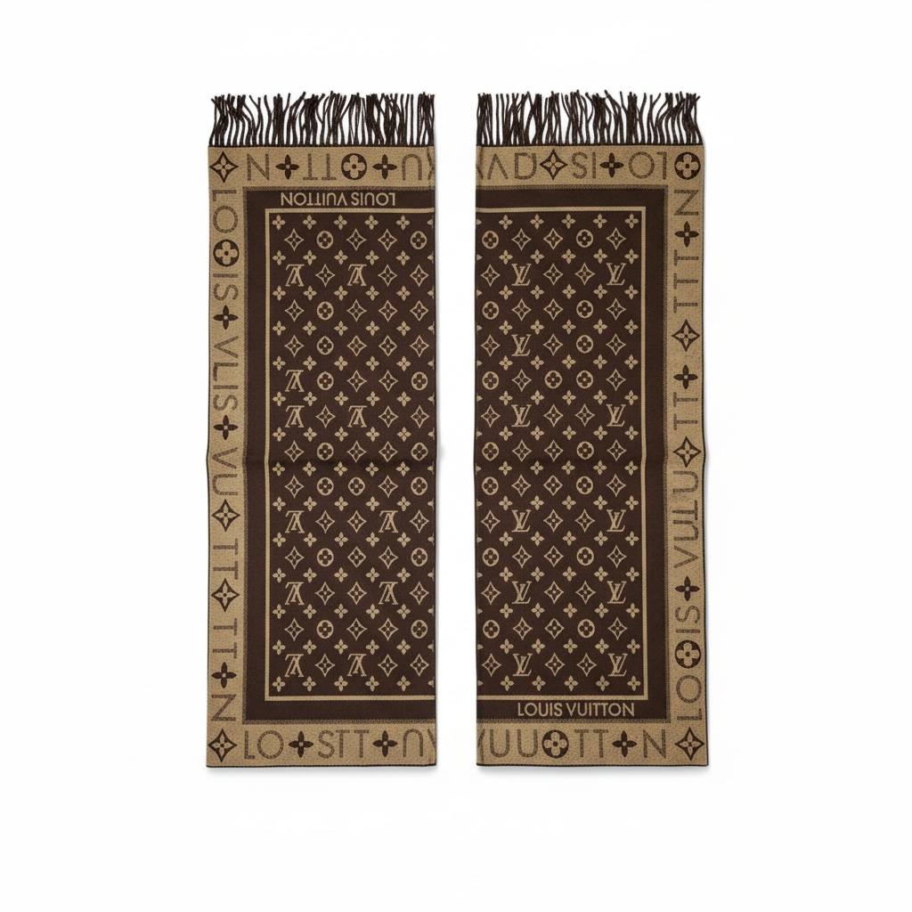 Louis Vuitton Monogram Cashmere Blend Scarf Brown Classic Design