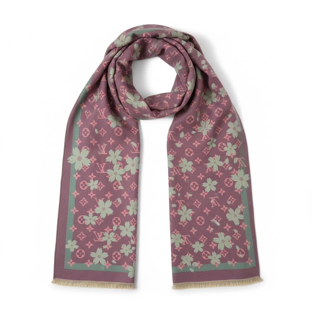 Louis Vuitton Floral Monogram 2-in-1 Double Face Scarf – Luxury Winter Essential