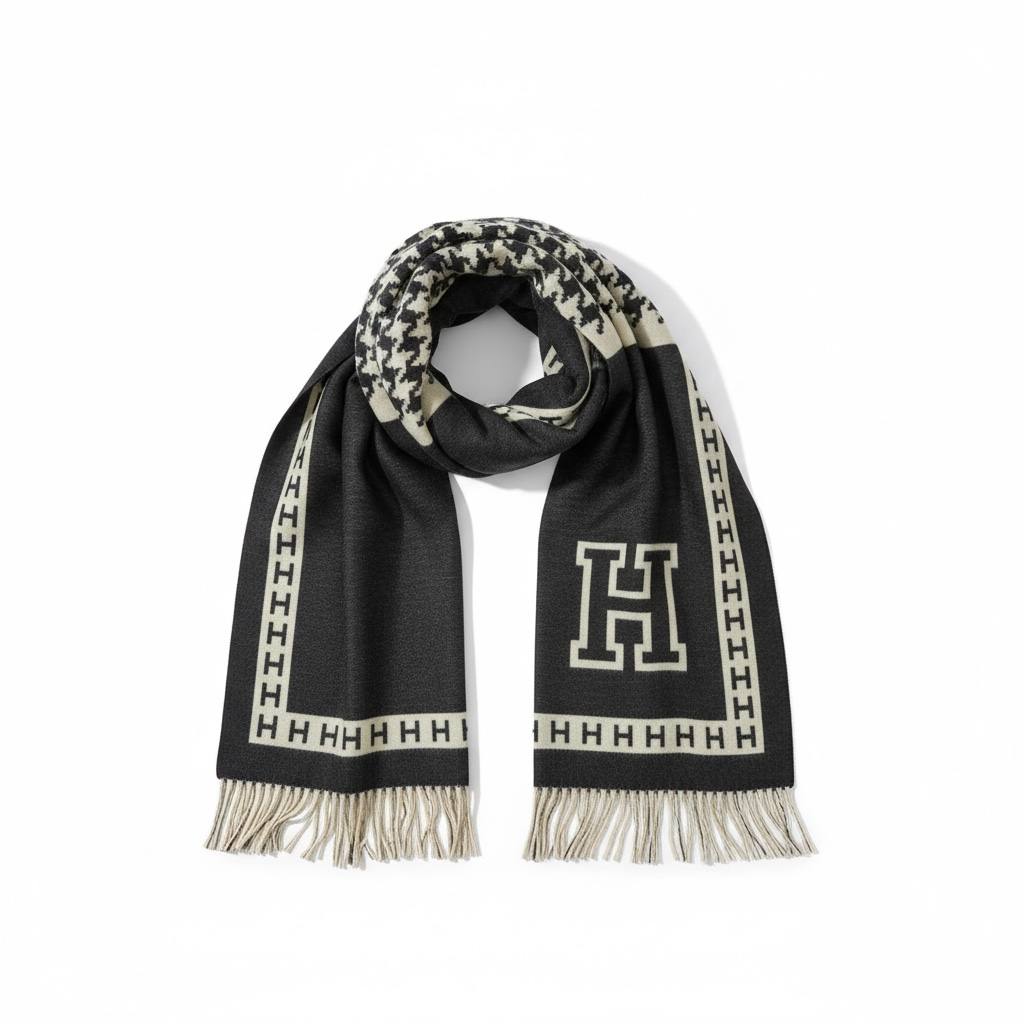 🖤 Hermès H-Pattern Cashmere Scarf | Iconic Luxury Winter Shawl ✨🧣