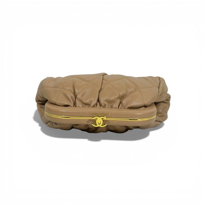 🤎 Chanel Quilted Beige Clutch | Classic Nude Luxury Evening Bag ✨👜