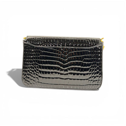 🖤 Givenchy Croc-Embossed Black Bag | Gold Chain Luxury Shoulder Bag ✨👜