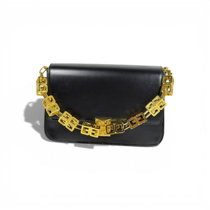 🖤 Givenchy Smooth Leather Black Bag | Gold Chain Luxury Shoulder Bag ✨👜