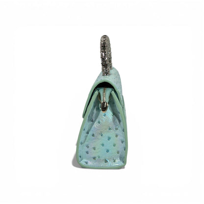 Iridescent Green Top Handle Mini Bag | Crystal Handle Luxury Handbag ✨👜