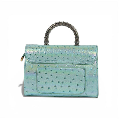 Iridescent Green Top Handle Mini Bag | Crystal Handle Luxury Handbag ✨👜