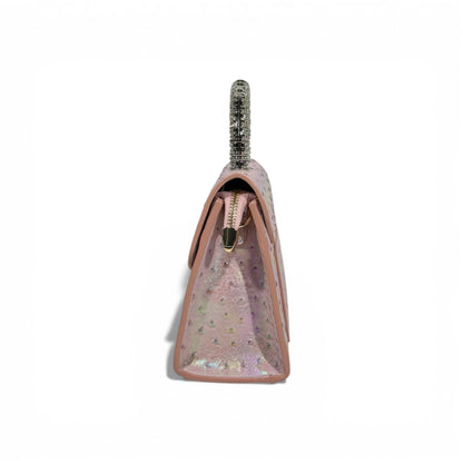 Iridescent Pink Top Handle Mini Bag | Crystal Handle Luxury Handbag ✨👜