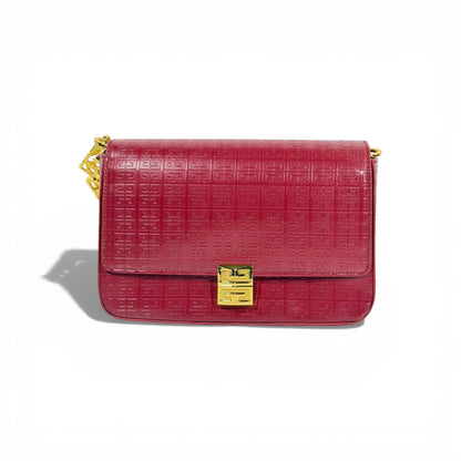 Givenchy Burgundy Embossed Shoulder Bag | Gold Chain Luxury Handbag ❤️✨