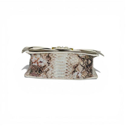 Ivory Glitter Bow Clutch Bag | Pearl Detail Elegant Evening Handbag 🎀✨