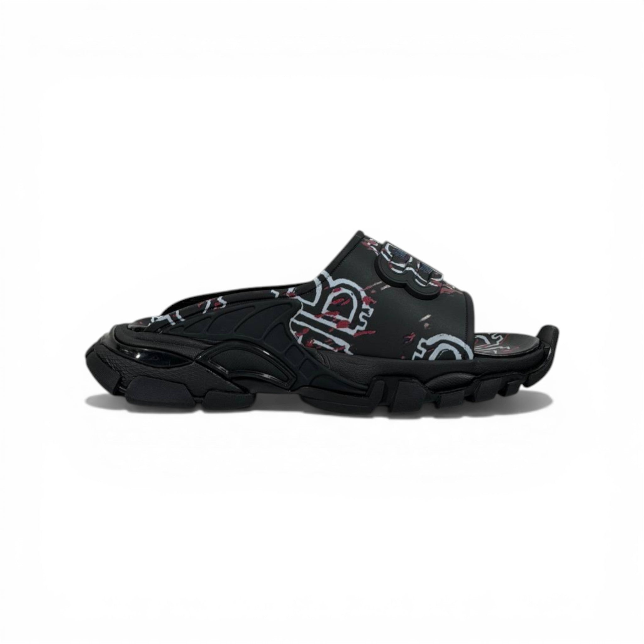 BALENCIAGA Luxury Graphic Slide Sandals – BB Logo Print & Chunky Streetwear Sole 👟🔥