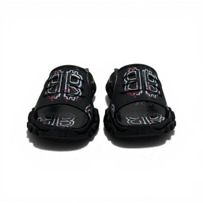 BALENCIAGA Luxury Graphic Slide Sandals – BB Logo Print & Chunky Streetwear Sole 👟🔥