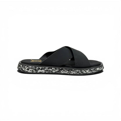 LOUIS VUITTON Luxury Black Cross Strap Sandals – LV Logo Detail & Marble Sole Design 👡✨