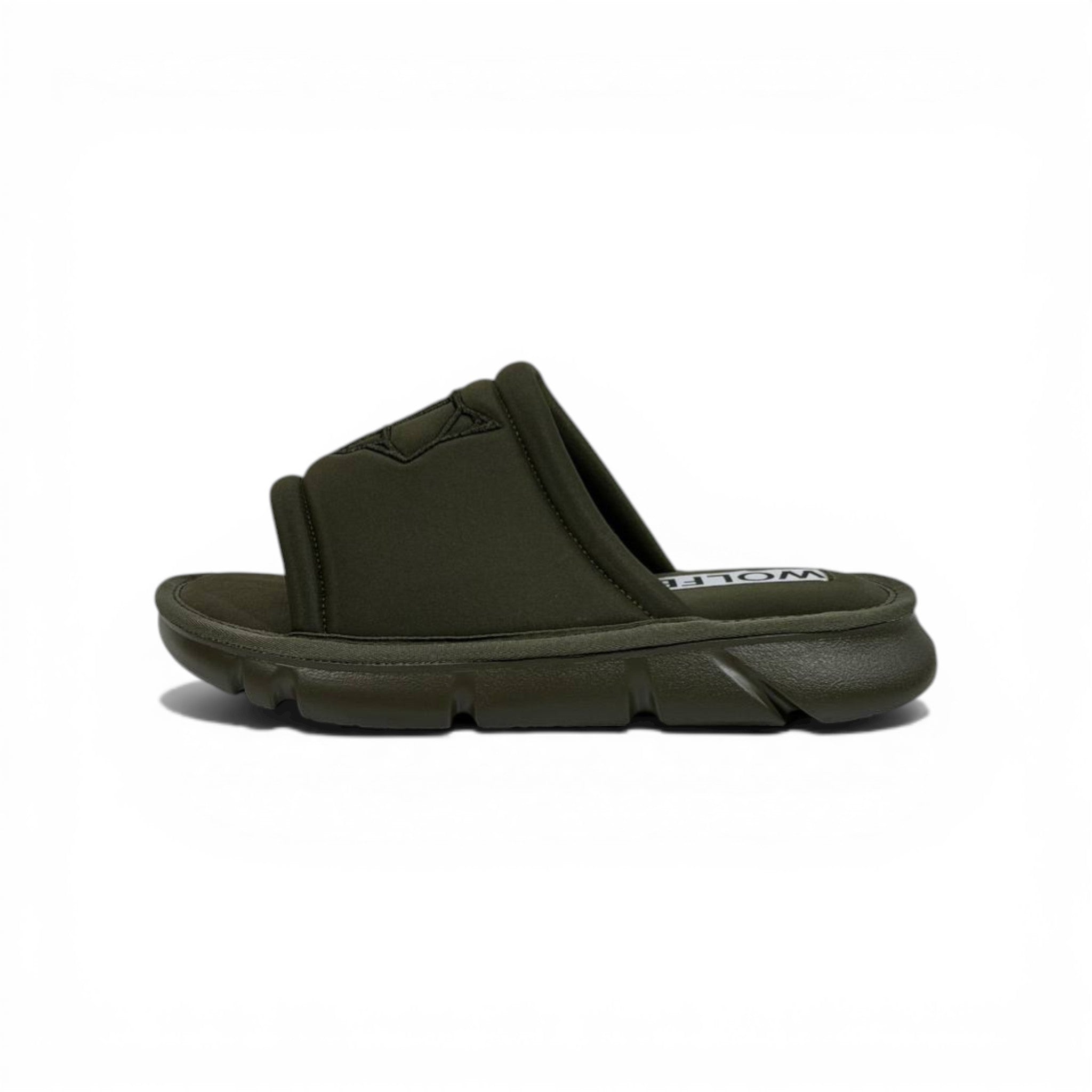 NAKED WOLFE Olive Green Chunky Slide – Bold Streetwear Comfort & Premium Design 👟🔥