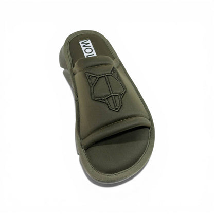 NAKED WOLFE Olive Green Chunky Slide – Bold Streetwear Comfort & Premium Design 👟🔥