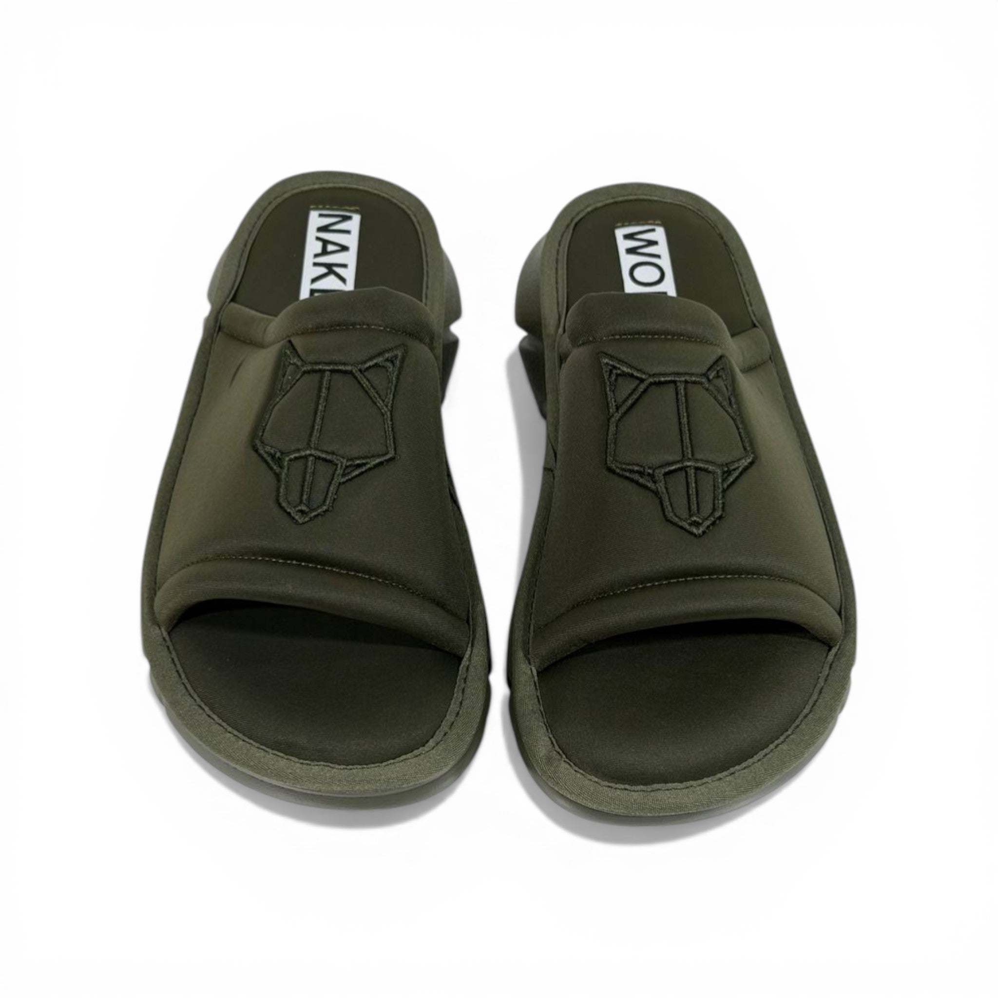 NAKED WOLFE Olive Green Chunky Slide – Bold Streetwear Comfort & Premium Design 👟🔥
