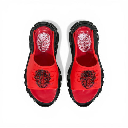 Balenciaga Red Chunky Slides – Minimal Streetwear Statement Slippers 🔴🔥