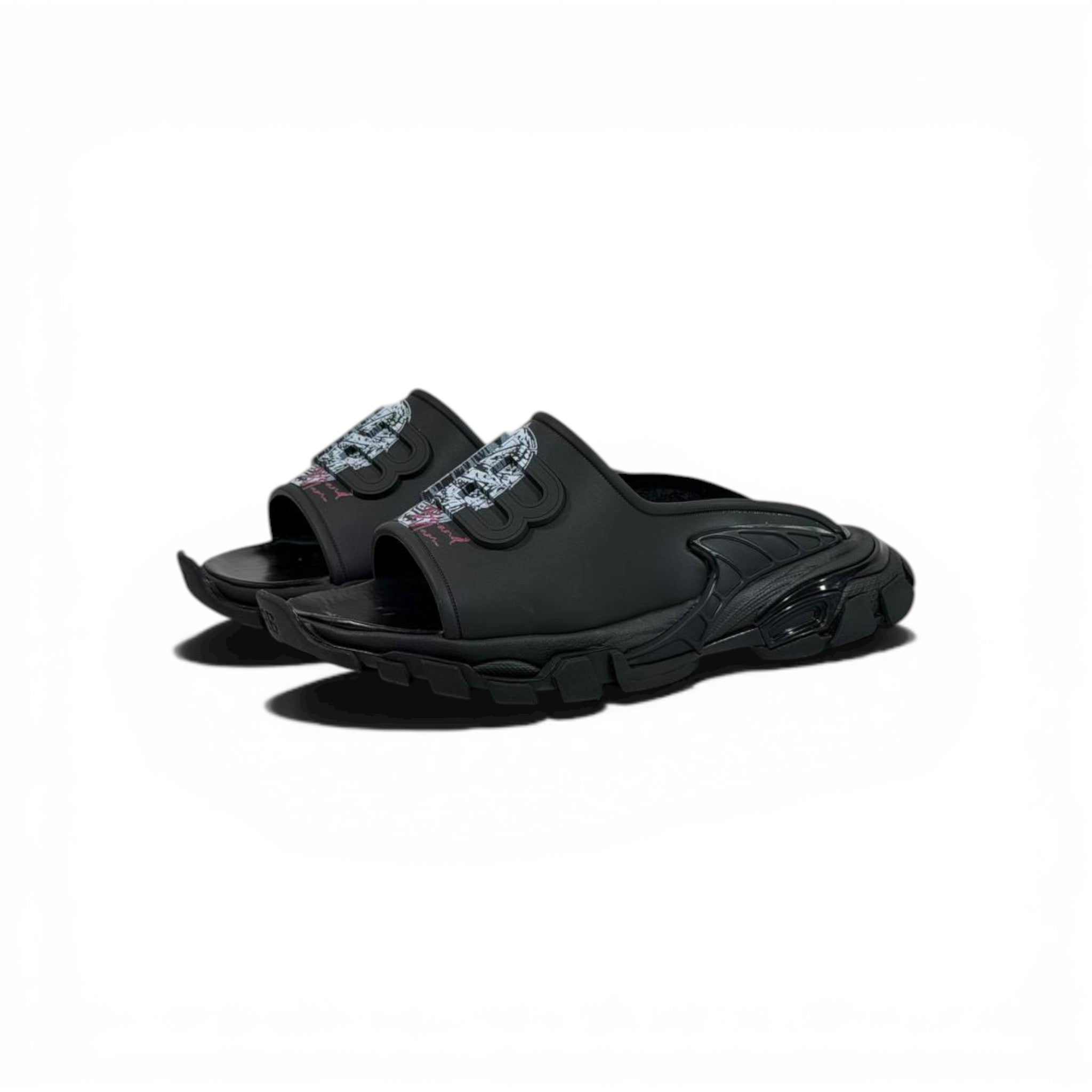 Balenciaga Black Minimal Chunky Slides – Luxury Streetwear Slippers ⚫✨
