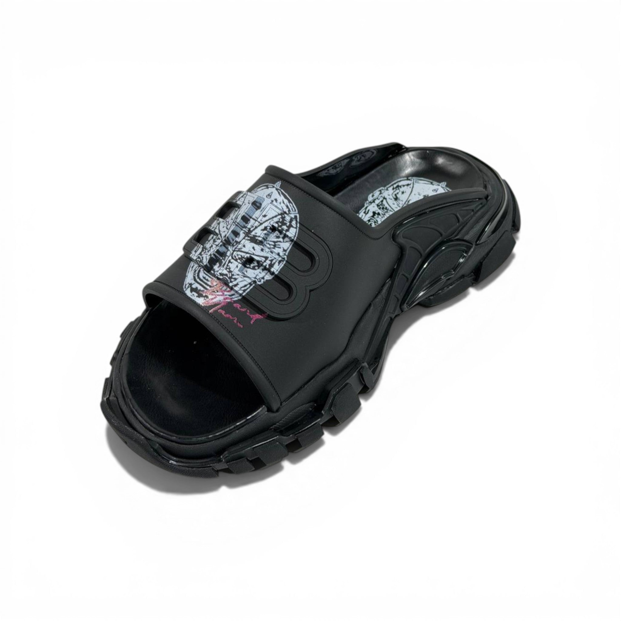 Balenciaga Black Minimal Chunky Slides – Luxury Streetwear Slippers ⚫✨