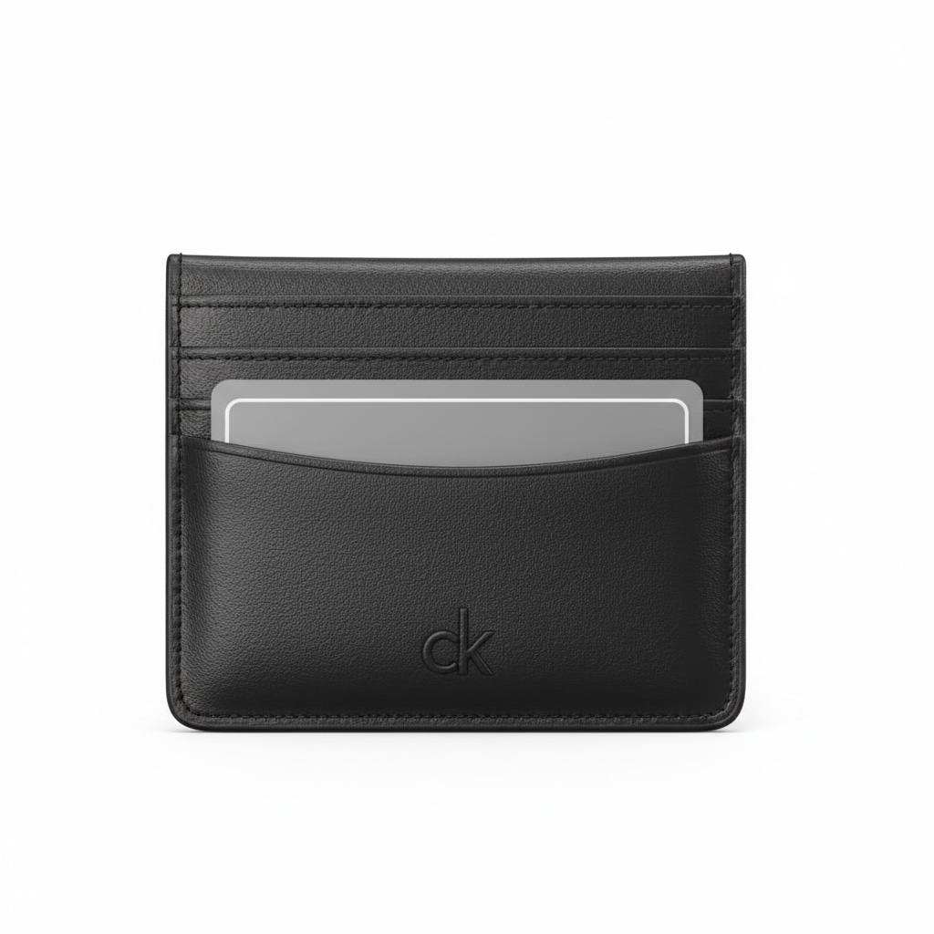 Calvin Klein-Inspired Black Slim Card Holder – Minimal Classic Design 🖤