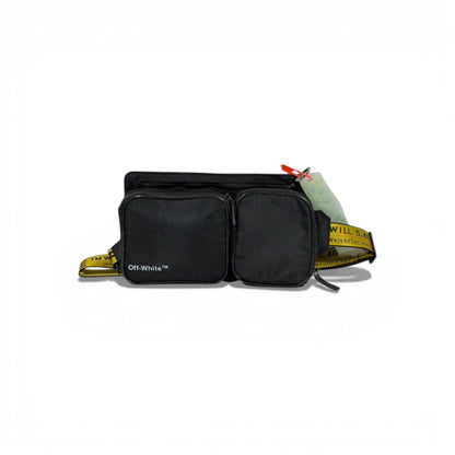 OFF-WHITE Black Double Pocket Waist Bag 🖤🔥 Streetwear Utility Belt Bag ⚡😎💣