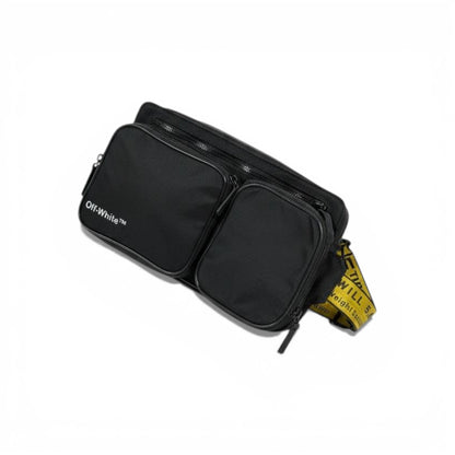 OFF-WHITE Black Double Pocket Waist Bag 🖤🔥 Streetwear Utility Belt Bag ⚡😎💣