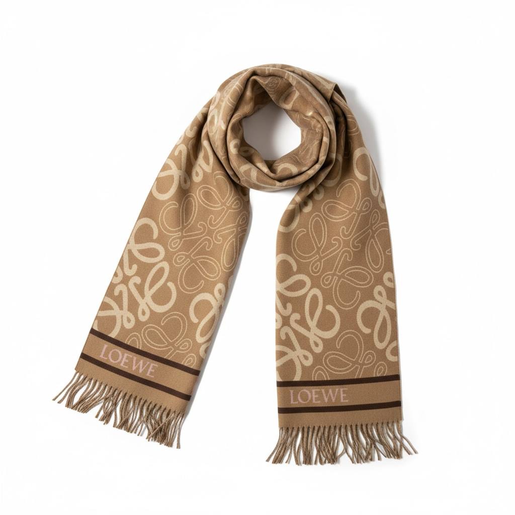 🧣🤎 Loewe Anagram Signature Scarf – Camel Beige Luxury Wrap 🤎🧣