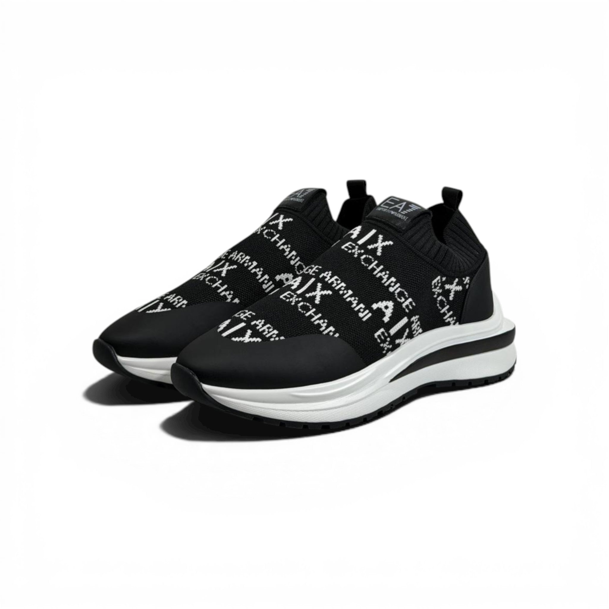 EA7 Armani Exchange-Inspired Slip-On Sneakers – Black Knit Comfort 🖤👟
