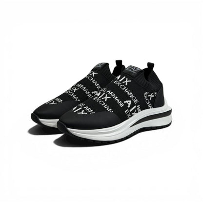 EA7 Armani Exchange-Inspired Slip-On Sneakers – Black Knit Comfort 🖤👟