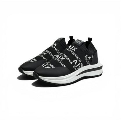 EA7 Armani Exchange-Inspired Slip-On Sneakers – Black Knit Comfort 🖤👟