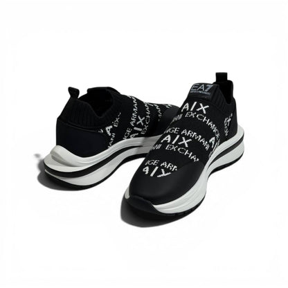 EA7 Armani Exchange-Inspired Slip-On Sneakers – Black Knit Comfort 🖤👟