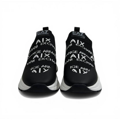 EA7 Armani Exchange-Inspired Slip-On Sneakers – Black Knit Comfort 🖤👟