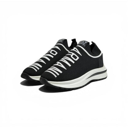 EA7 Armani Exchange-Inspired Slip-On Sneakers – Bold Logo Black Edition 🖤🔥