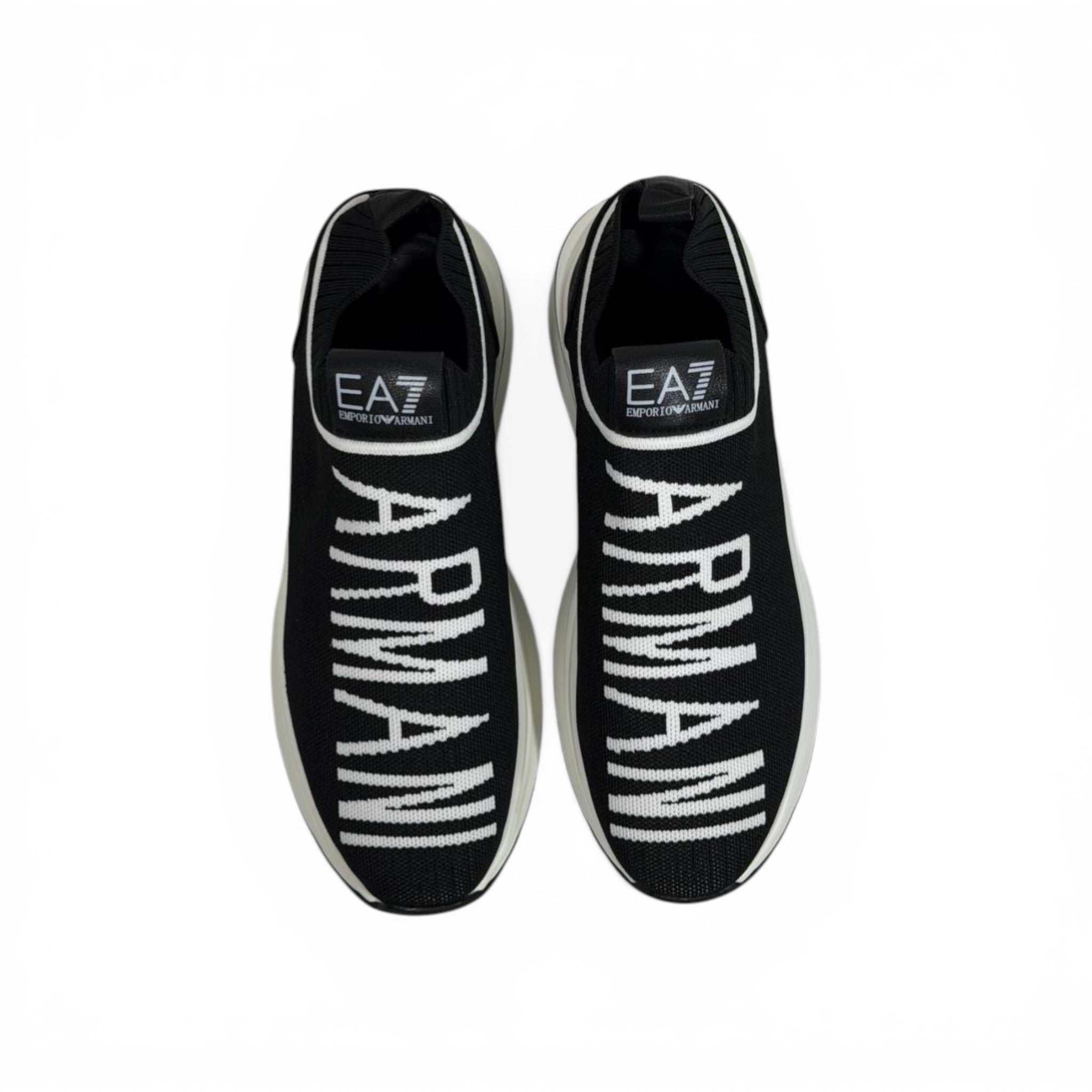 EA7 Armani Exchange-Inspired Slip-On Sneakers – Bold Logo Black Edition 🖤🔥
