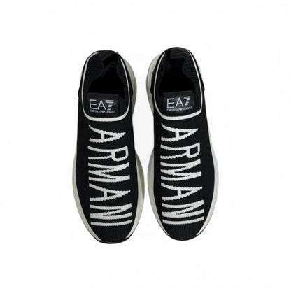 EA7 Armani Exchange-Inspired Slip-On Sneakers – Bold Logo Black Edition 🖤🔥