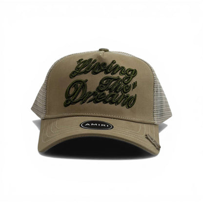 AMIRI “Young & Dream” Beige Trucker Cap 🤎🧢 | Streetwear Essential with Bold Attitude