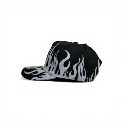 🧢 Chicago Bulls Flame Cap – Black & White Streetwear Edition