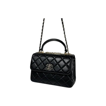 Chanel Quilted Top Handle Mini Bag – Black with Gold Hardware 🖤✨