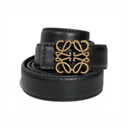 🖤✨Loewe  Anagram Leather Belt Black 110cm with Gold Buckle 💛