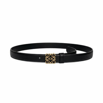 🖤✨Loewe  Anagram Leather Belt Black 110cm with Gold Buckle 💛
