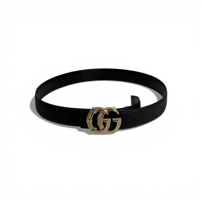 🖤✨ Gucci GG Embossed Leather Belt Black 120cm with Gold Buckle 💛