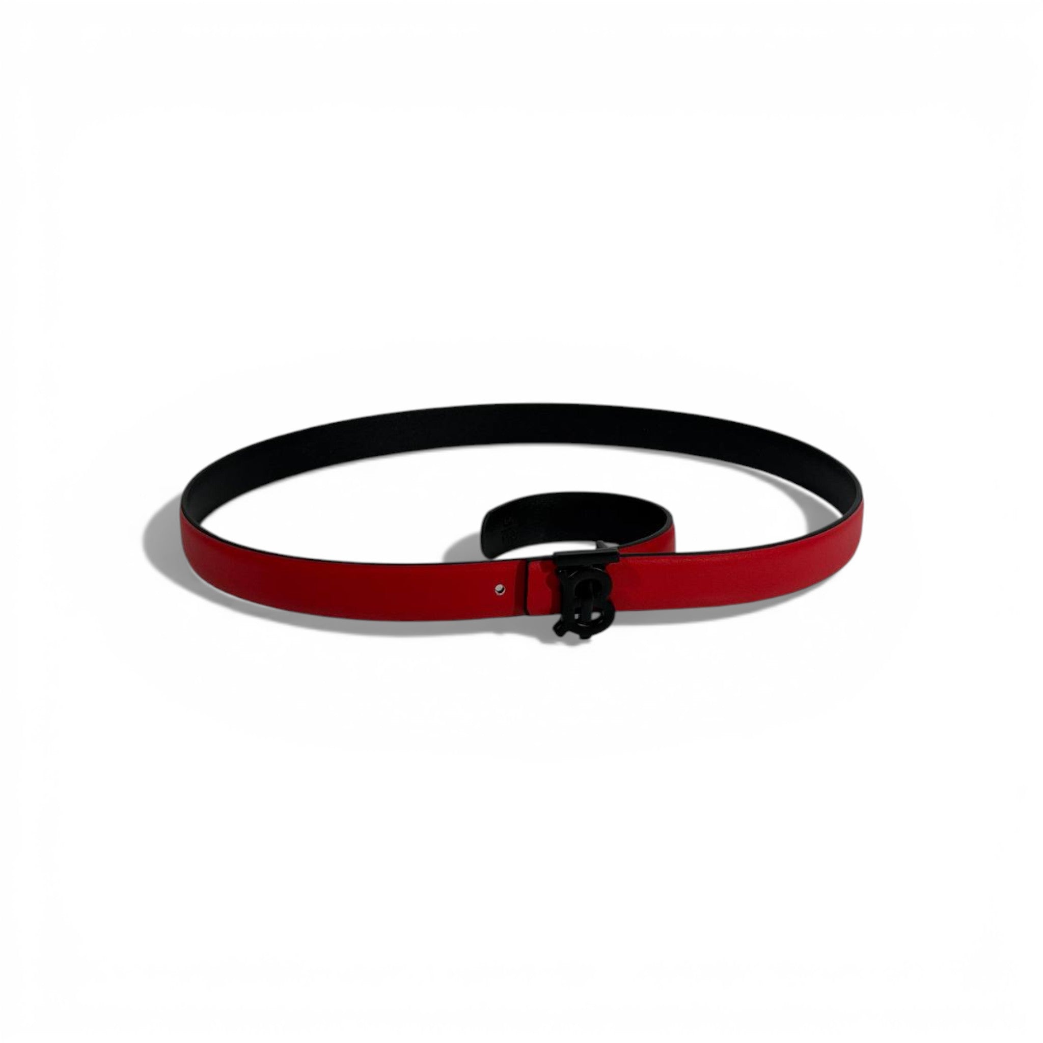 ❤️✨ Burberry B Buckle Leather Belt Red 110cm 🖤
