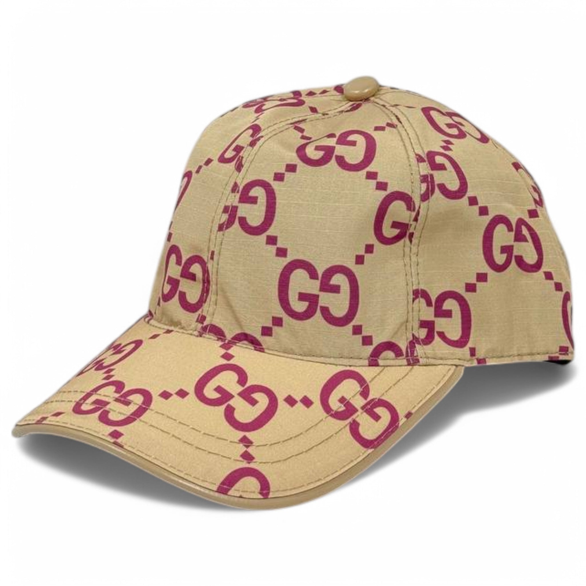 Gucci Beige & Burgundy GG Monogram Cap – Timeless Luxury
