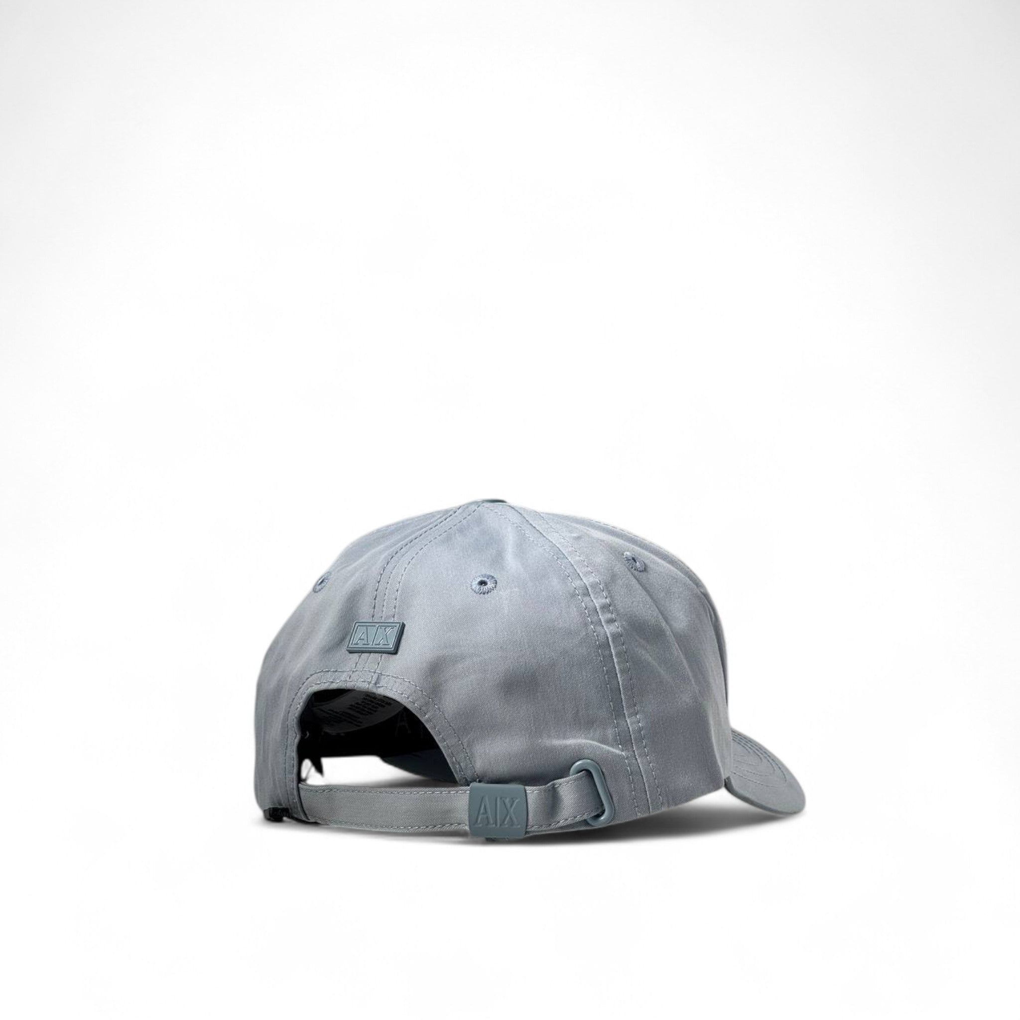 🩶 Armani Exchange Cap – Cool Grey Edition with White Logo & Stripes 🧢